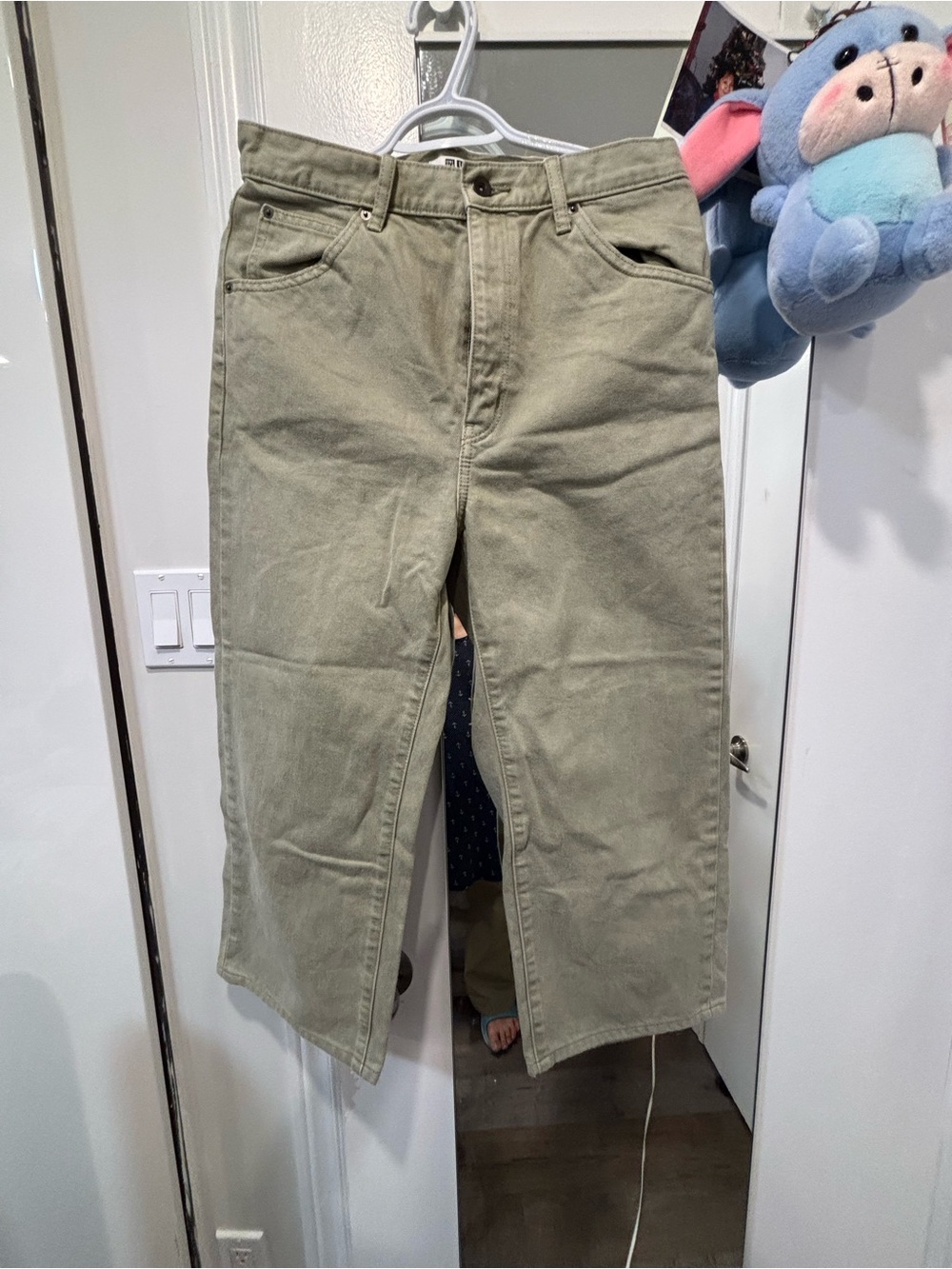 Women cropped Casual wide -Leg Pants in Olive
